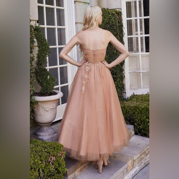 Andrea and Leo A1114 Prom Dress Rose Gold Size 6 - Picture 2 of 3